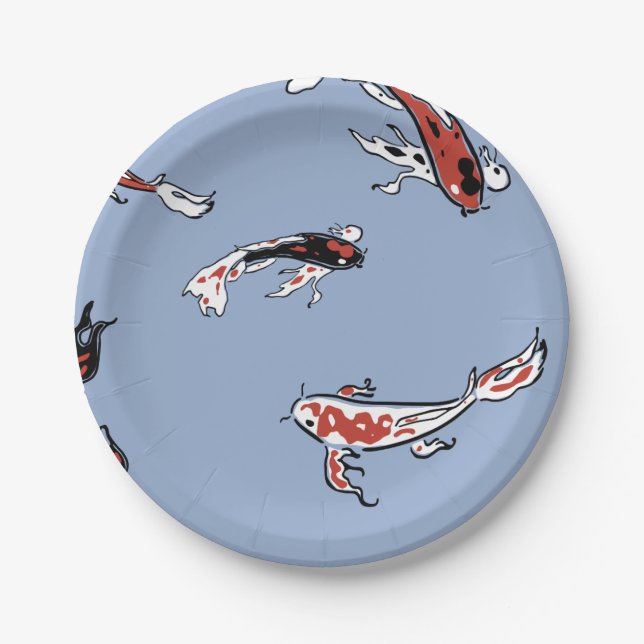 Koi Carp Fish Pattern Paper Plate (Front)