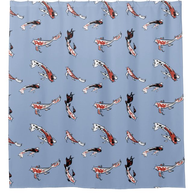Koi Carp Fish Pattern Shower Curtain (Front)