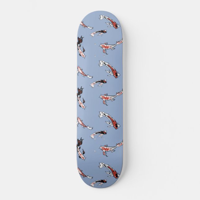 Koi Carp Fish Pattern Skateboard (Front)