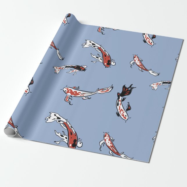 Koi Carp Fish Pattern Wrapping Paper (Unrolled)