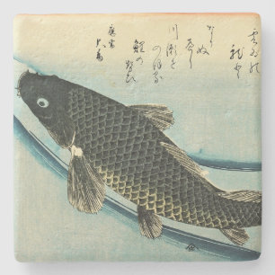 Koi (Carp) - Hiroshige's Japanese Fish Print Stone Coaster