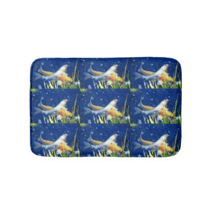 koi carp in blue pond bath mat