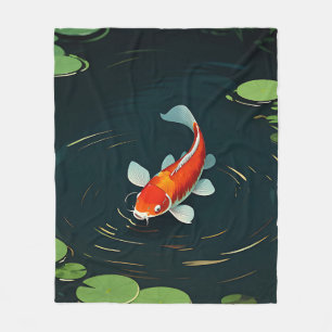 Koi Carp Lotus Pond Serenity Fleece Blanket