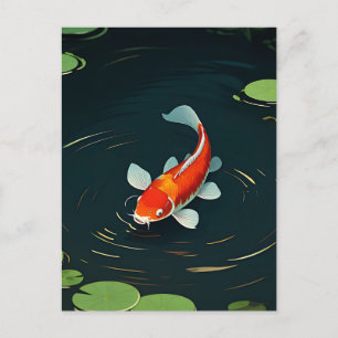 Koi Carp Lotus Pond Serenity Postcard