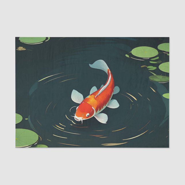 Koi Carp Lotus Pond Serenity Tissue Paper (Front)