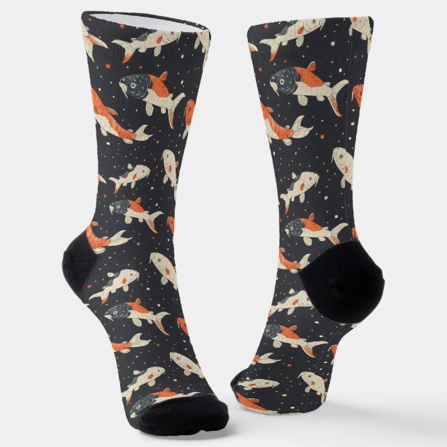Koi Carps Pattern Socks (Angled)