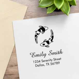 Koi Fish Address Rubber Stamp