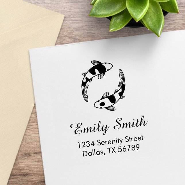 Koi Fish Address Rubber Stamp (Creator Uploaded)