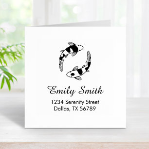 Koi Fish Address Rubber Stamp