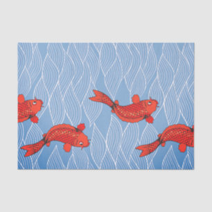 KOI FISH AND JAPANESE WAVE PATTERN TISSUE PAPER