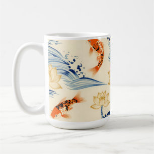 Koi Fish and Lotus Seamless Pattern Coffee Mug