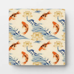 Koi Fish and Lotus Seamless Pattern Plaque