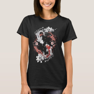Koi Fish Art Japanese Style Circle Design Zen Grap T-Shirt