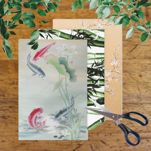 Koi Fish, Bamboo, Plum Blossom  Wrapping Paper Sheet (Creator Uploaded)