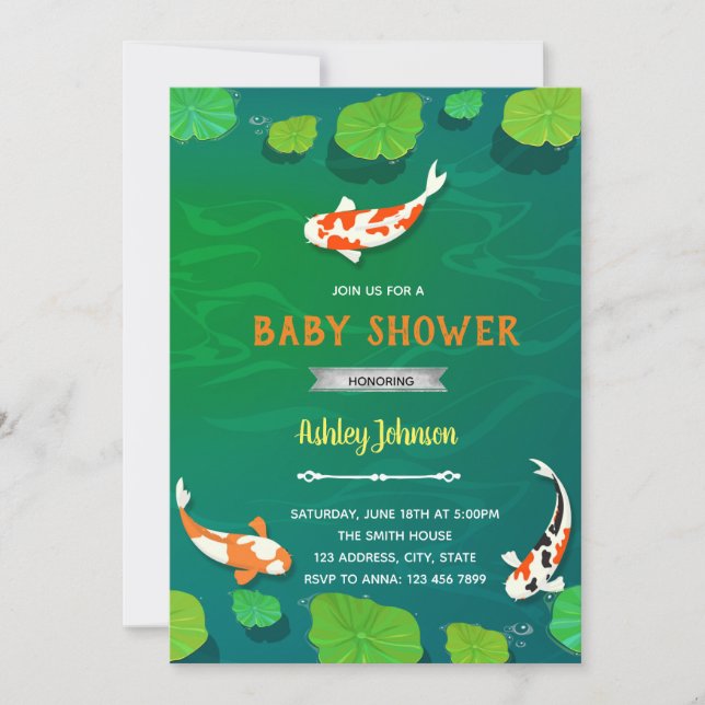 Koi fish birthday Invitation (Front)