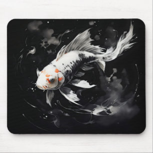 Koi Fish Black Ink Painting Mouse Pad