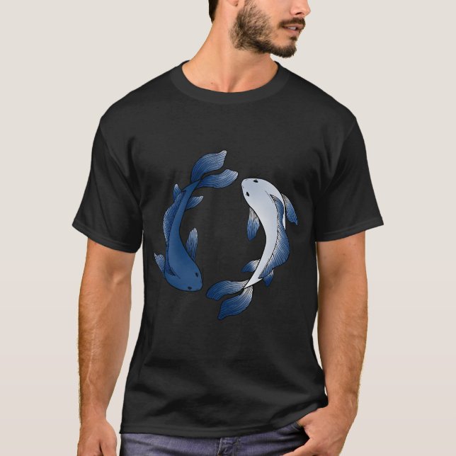 koi fish - blue and white T-Shirt (Front)