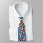Koi Fish Blue Tie<br><div class="desc">Japanese carp Koi fish illustration digital artwork. Fish swimming in the sea. Symbol of abundance, perseverance, and good luck. Aquatic animal in vibrant orange, black and white. Cool on a denim blue background. Novelty necktie that is sure to spark some interesting conversation. Fun and fashionable.</div>