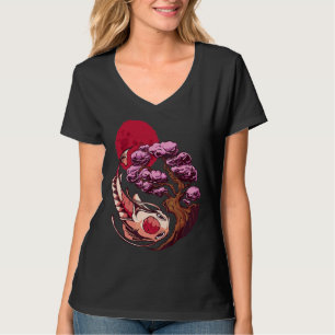 Koi Fish Carp Yin Yang Bonsai Tree Moon Asian Japa T-Shirt