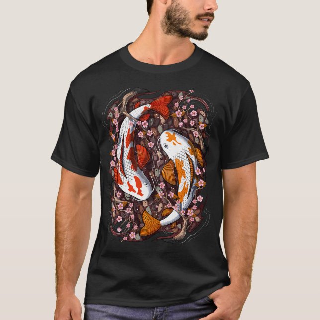 Koi Fish Cherry Blossom T-Shirt (Front)