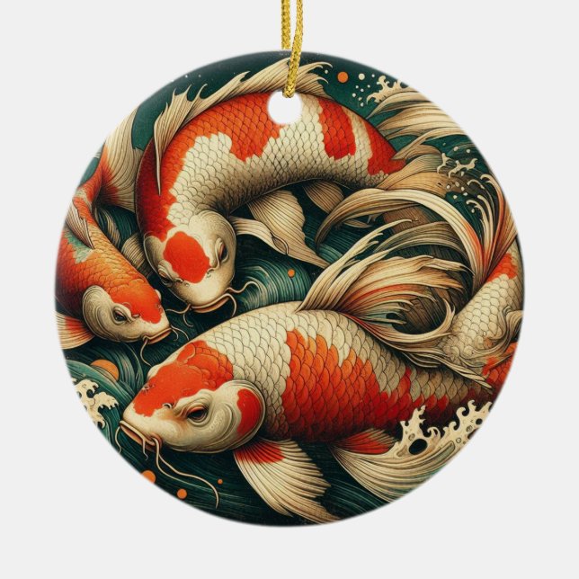 Koi Fish Christmas Ceramic Tree Decoration (Front)