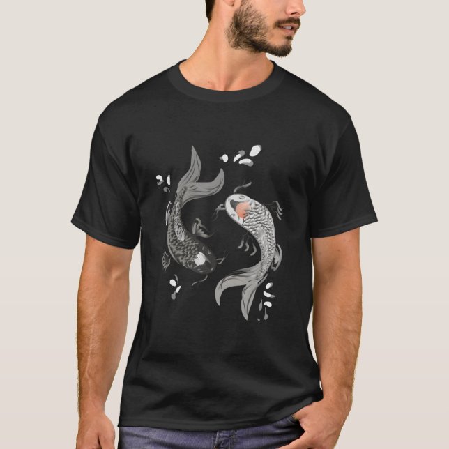 Koi Fish Dad Ying And Yang T-Shirt (Front)