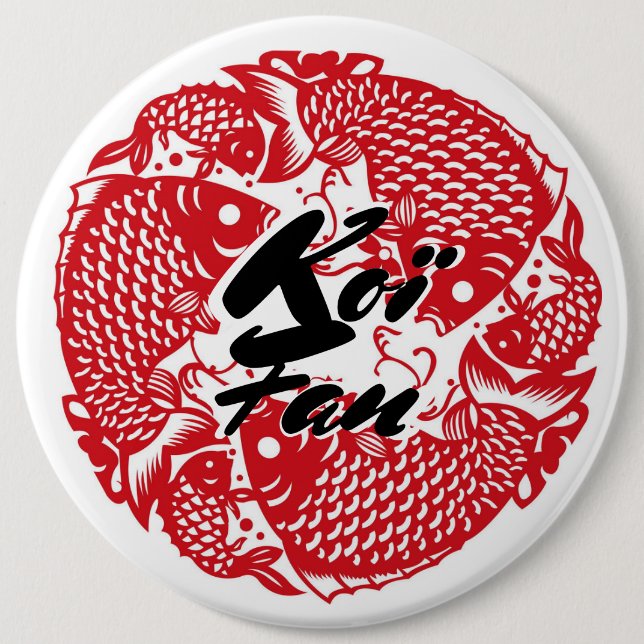 Koï Fish Fan 6 Cm Round Badge (Front)