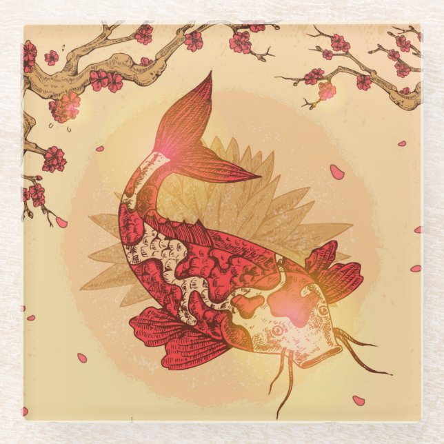 Koi Fish Glass Coaster (Front)