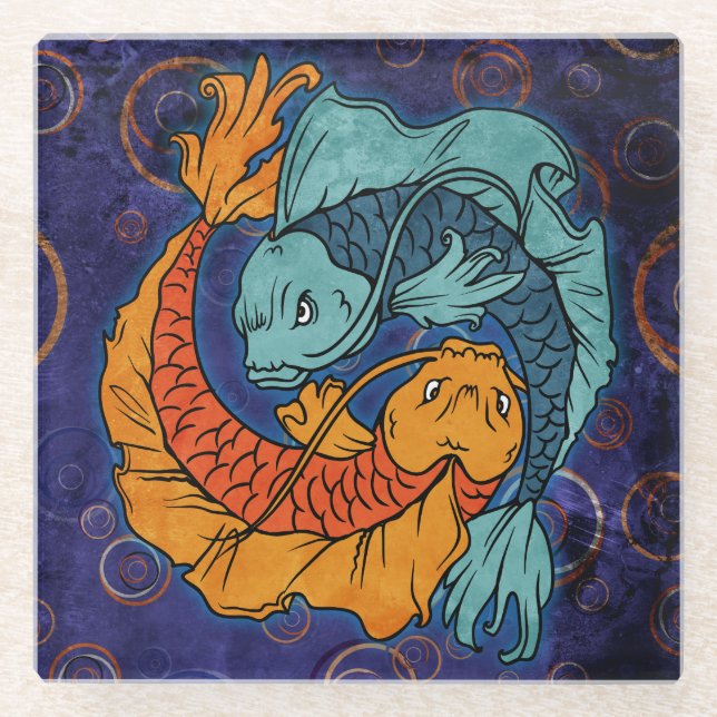 Koi Fish Glass Coaster (Front)