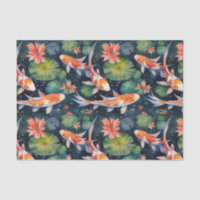 Koi Fish Green Lily Pads Pond Decoupage
