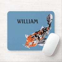 Koi Fish Illustration Orange and Blue Personalised