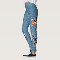 Koi Fish Illustrations on Blue Waves Patterned