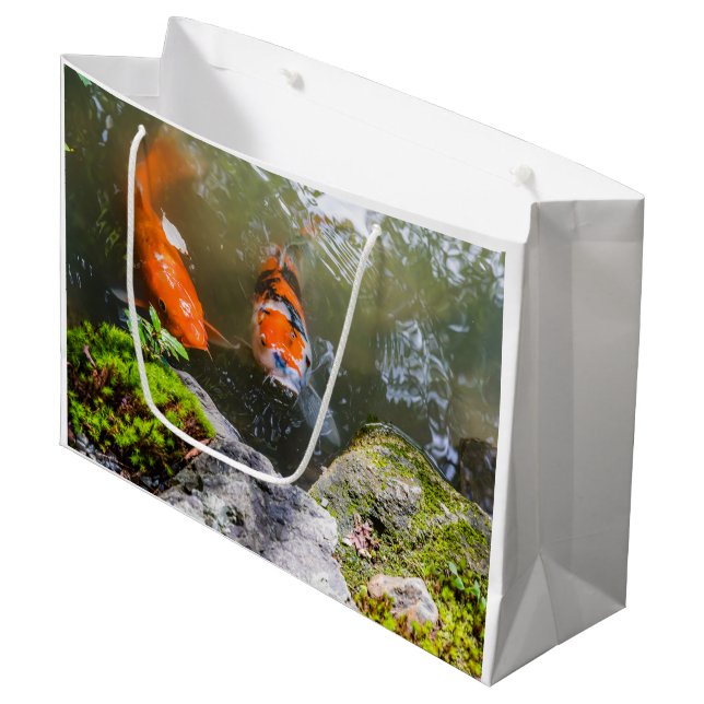 Koi fish in a pond large gift bag (Front Angled)