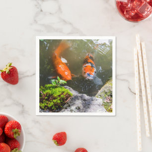 Koi fish in a pond napkin