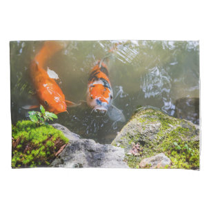 Koi fish in a pond pillowcase