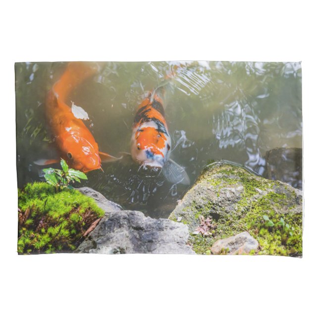 Koi fish in a pond pillowcase (Front)