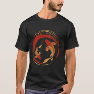 Koi Fish In Gold And Red Brush Water Colour T-Shirt