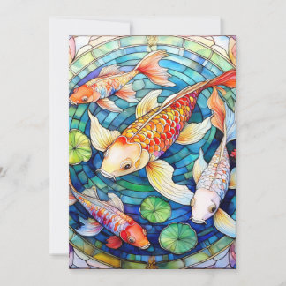 Koi Fish in Stained Glass Invitation