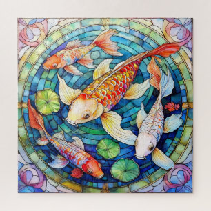 Koi Fish in Stained Glass Jigsaw Puzzle