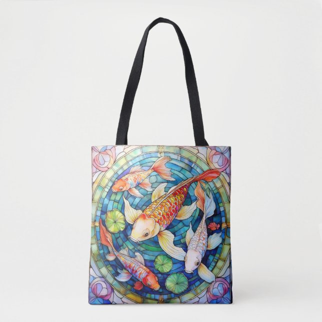 Koi Fish in Stained Glass  Tote Bag (Front)