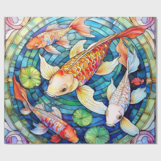 Koi Fish in Stained Glass Wrapping Paper