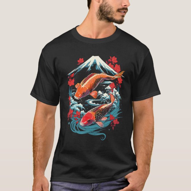 Koi Fish in Zen Garden T-Shirt (Front)