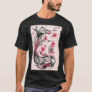 Koi Fish Japanese Sakura Cherry Blossom Graphic T-Shirt