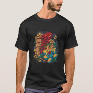 Koi Fish Japanese Street wear with Lotus Flowers T-Shirt