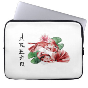  Koi Fish Japanese Style Script Oriental Art Laptop Sleeve