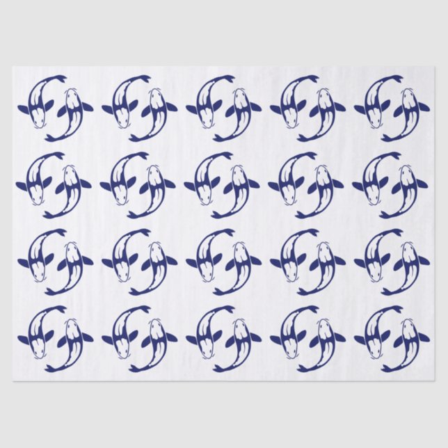 Koi Fish Karp #2 DIY Colours Blue Tissue Paper (Front)