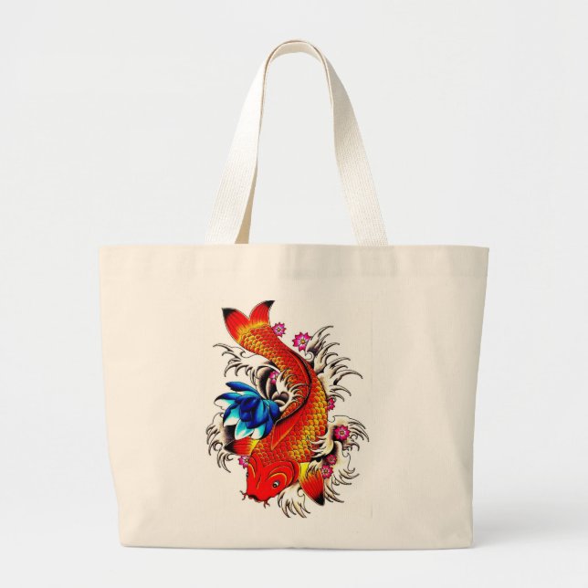Koi Fish Large Tote Bag (Front)