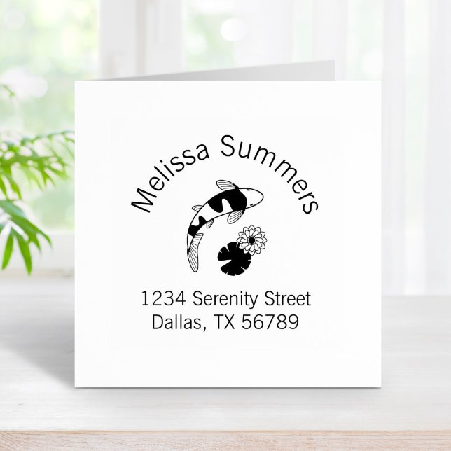Koi Fish Lily Arch Address Rubber Stamp (Creator Uploaded)