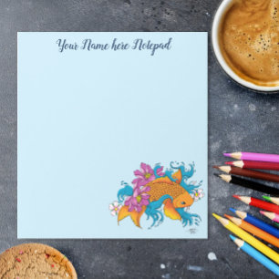Koi Fish Lotus Cherry Blossoms Notepad