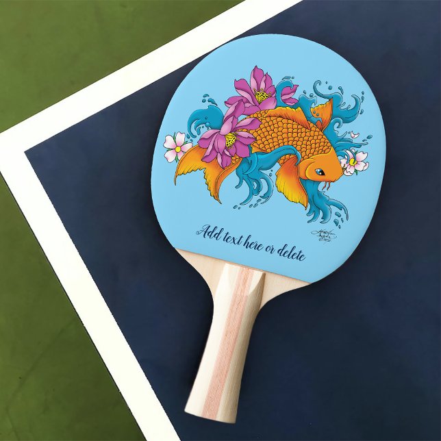 Koi Fish Lotus Cherry Blossoms Ping Pong Paddle (Creator Uploaded)